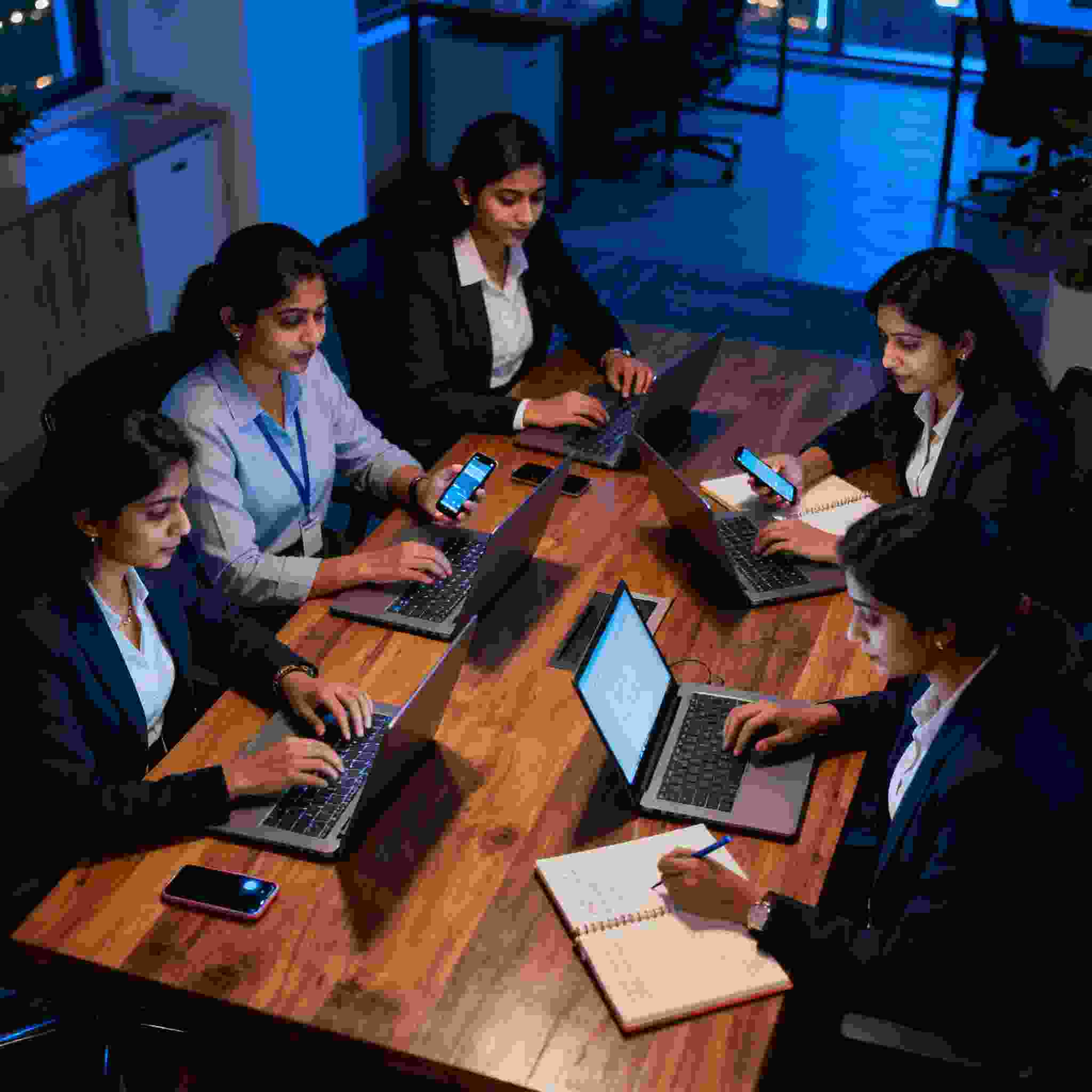 Digital marketing team working on social media strategies and website development